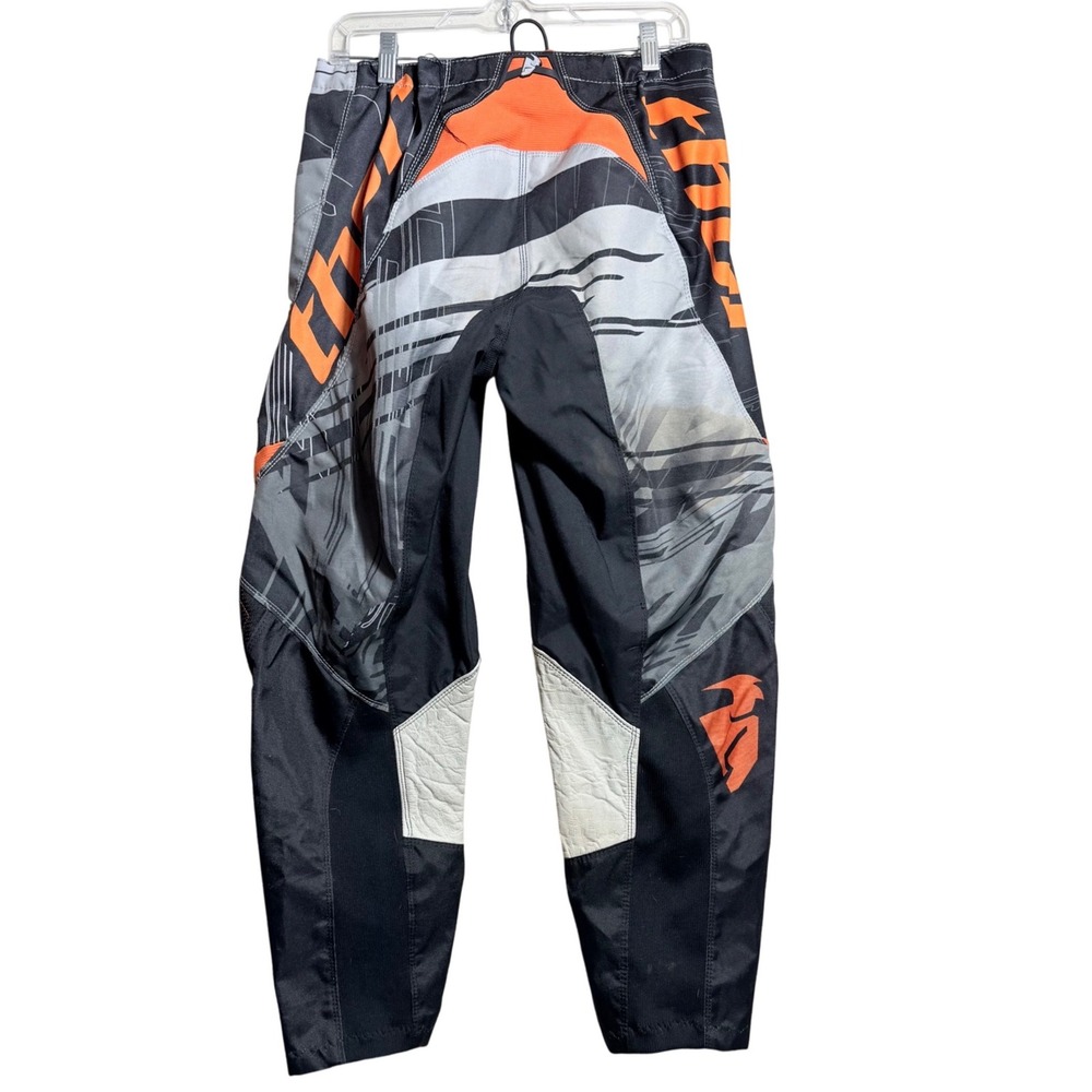 Thor Motocross Pants Size 34 Orange Black Grey MX Racing Gear Buffalo Leather